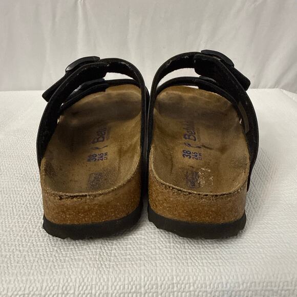 Birkenstock Betula Sandals Womens 7 Narrow Leo Black Cork Slides Comfort Soft 38 - Picture 5 of 9